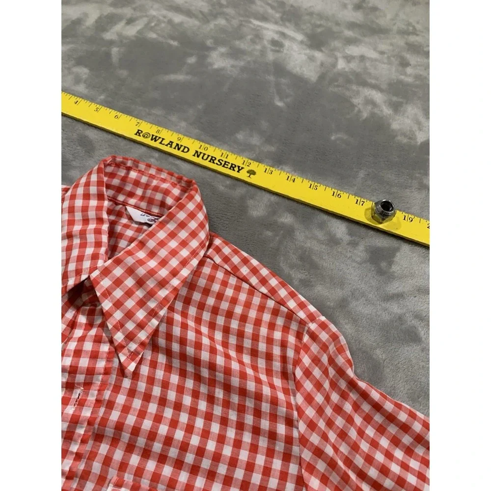 Vintage 60s 70s Levi's Plaid Gingham Western Button Shirt Size M Big E